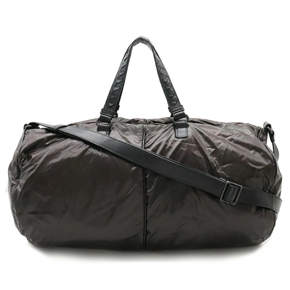 BOTTEGA VENETA Boston Bag Shoulder Leather Dark Khaki Green Black
